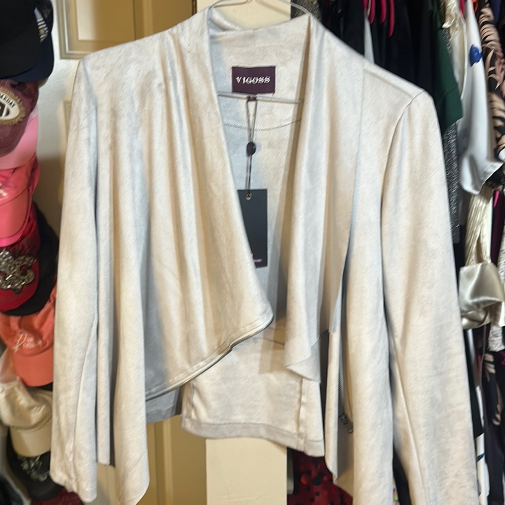 Velvet gray jacket with fun horizontal zipper